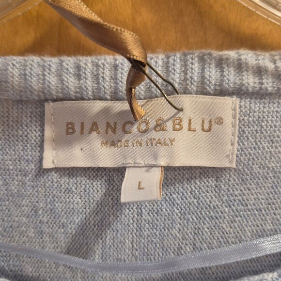 Bianco & Blue Cashmere Blend Sweater Made in Italy Size Large - Picture 7 of 12